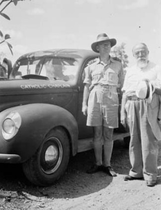 Bishop Gselland Fr. Flynn on a tour of the vicariate, 1944