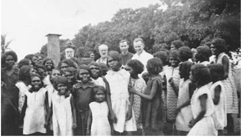 Girls at Bathurst Island Mission Station and Bishop Gsell and Peter McGrath